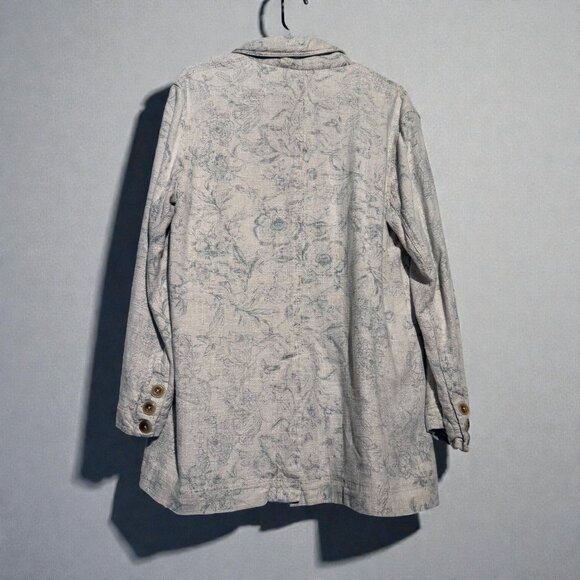 We The Free Patterned Linen Blazer Size Medium Women’s Cream Sage - Picture 5 of 6